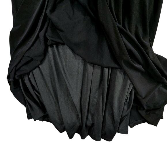 Kiyonna Midi Dress sz 4 Women Black Gold Metallic 3/4 Sleeve Stretch Ruched NEW - Picture 9 of 11